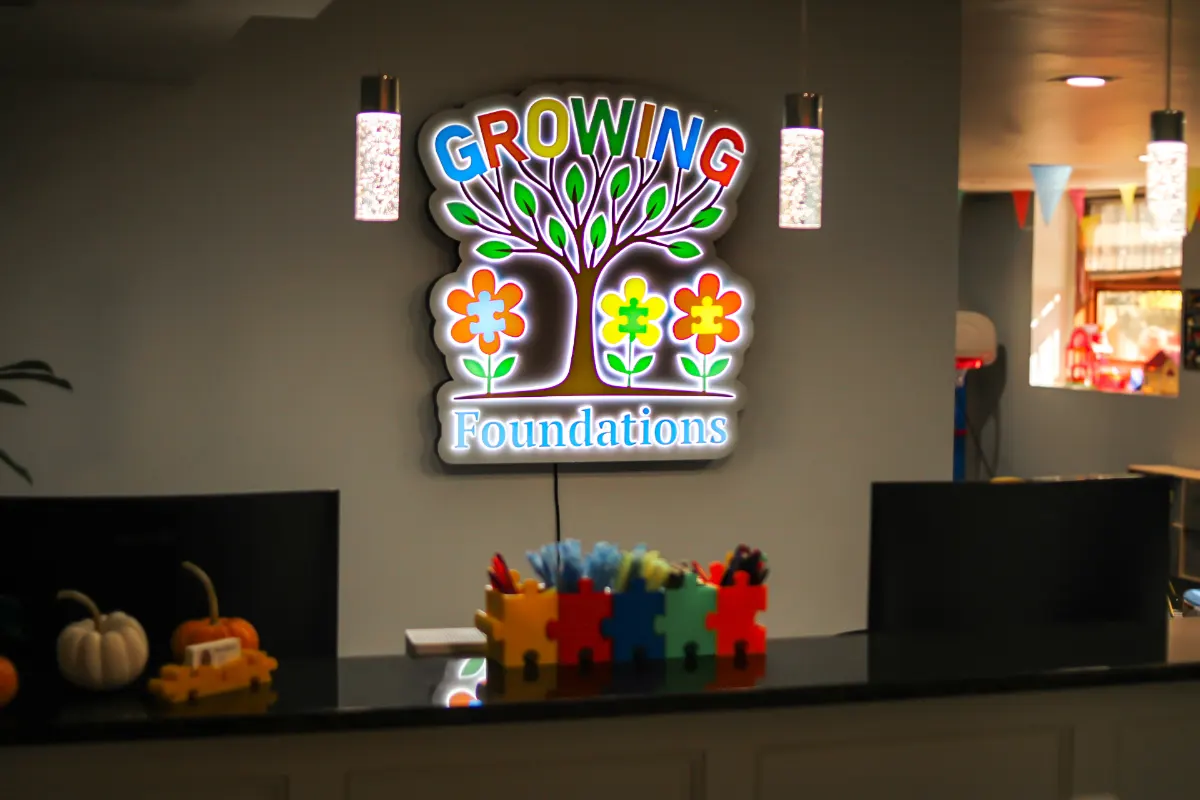 The Growing Foundations sign inside our Hazlet center